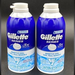 Gillette Sensitive Cool Shaving Foam, 2 Cans, 11oz Each